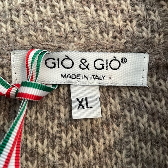 Gio & Gio Olivia Sweater Coat Womens XL Long Line Cardigan Wool Blend Taupe NEW - Picture 13 of 17